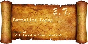 Bartalics Tomaj névjegykártya